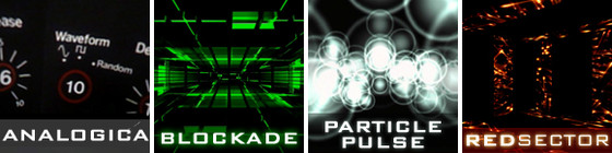 PLP Analogica, Blockade, Particle Pulse & Red Sector video loop packs