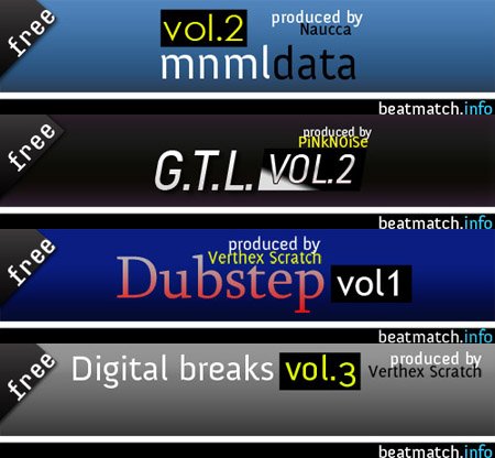 Beatmatch.info Mnml data Vol.2, GTL Vol.2, Dubstep Vol.1, Digital Breaks Vol.3