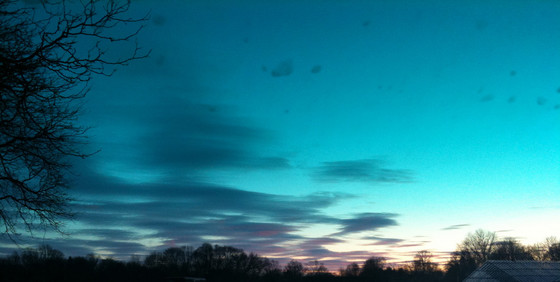 sunset over waltham fields, from car (by wayneandwax)