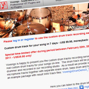 Voxengo Custom Drum Track Recording Service