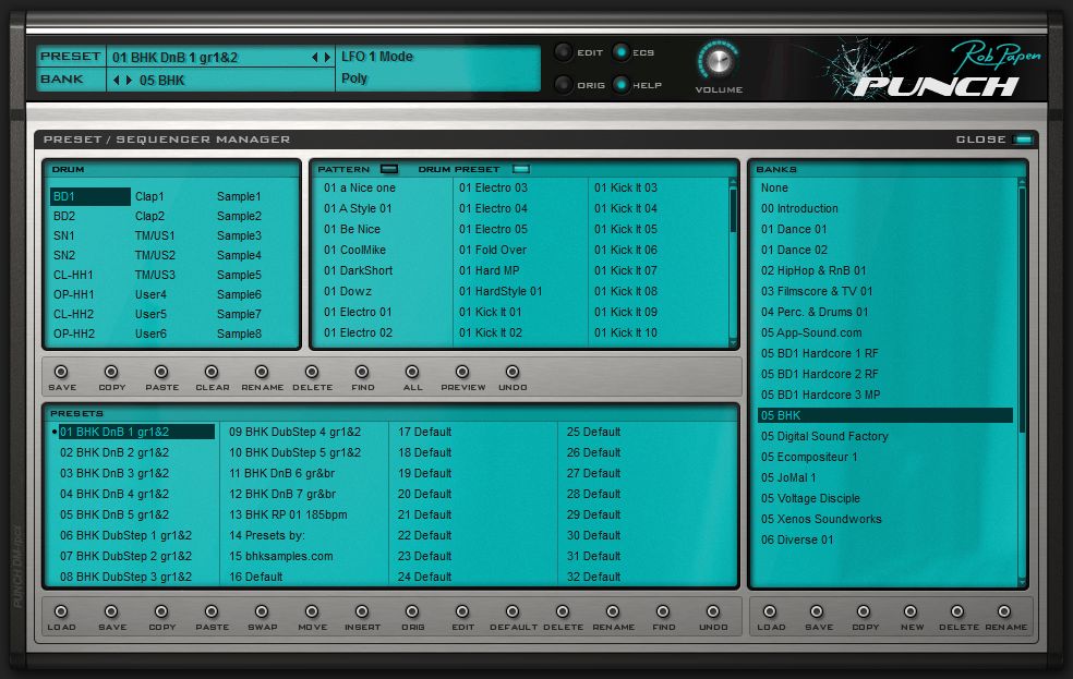 Punch presets/patterns manager