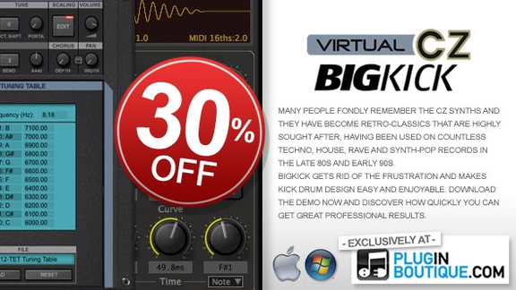 Plugin Boutique 30% off VirtualCZ & BigKick