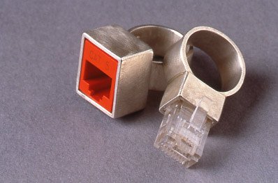 Set of rings with ethernet connectors by Jana Brevick