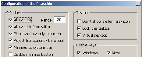 Pitaschio configuration screen