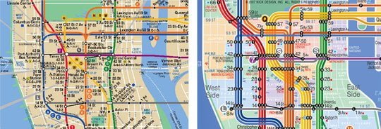 Kick Map Comparison: a better NYC subway map