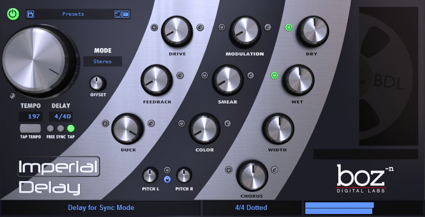 Boz Digital Labs Imperial Delay plugin on sale for $29 USD