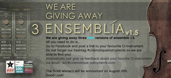 Cinematique Instruments Ensemblia 1.5 Giveaway