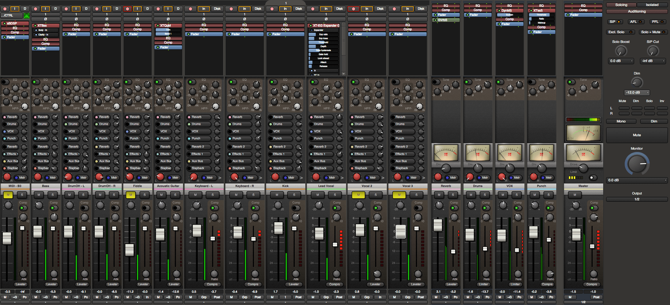 mixbus mutes and solos