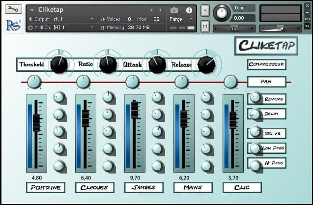 Rossignol Studio Cliketap free body percussion for Kontakt