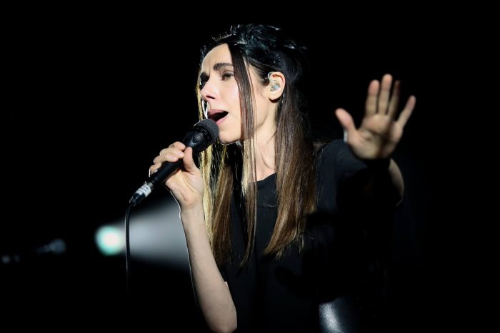 PJ Harvey uses a Sennheiser MD 431 for her festival shows (photo by Christie Goodwin)