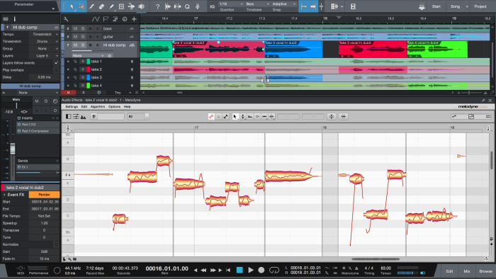 Melodyne 4.1 in Studio One with ARA – Comping