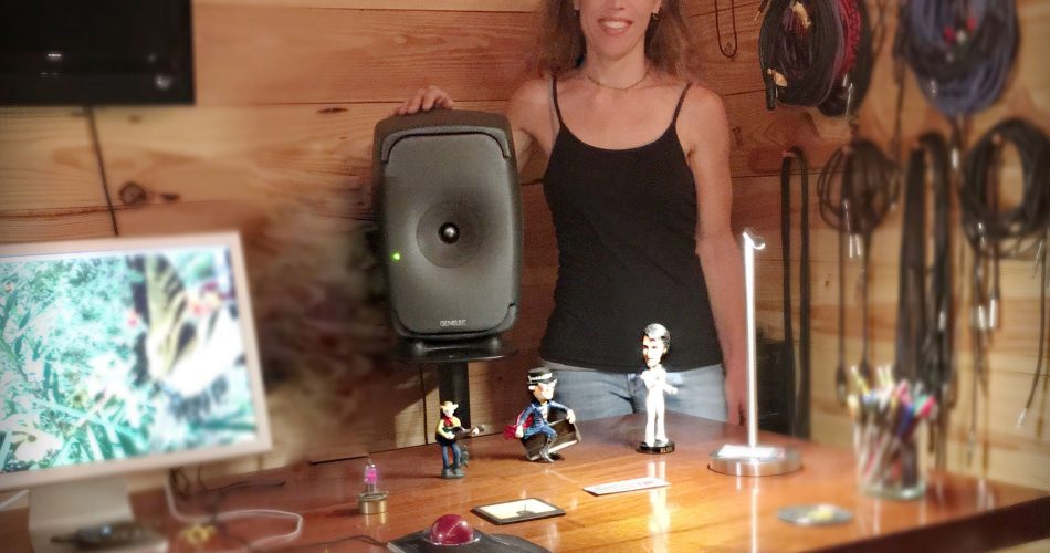 Trina Shoemaker, shown with her 8351 three way Smart Active Monitor (SAM) from Genelec