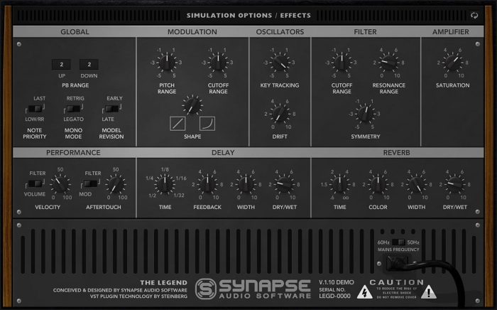 Synapse Audio The Legend 1.1 back