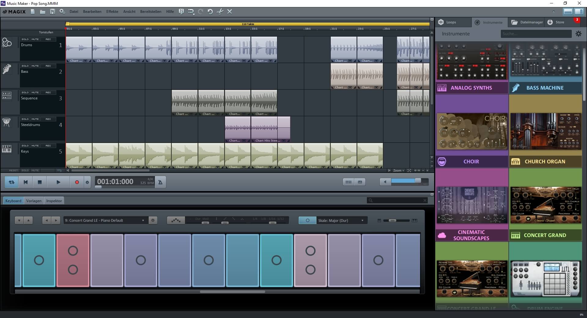 MAGIX Music maker Интерфейс