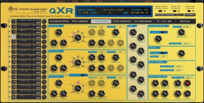 Mystery Islands Waldorf QXR Editor Oscillators