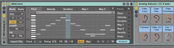 Ableton Coldcut MidiVolve screen