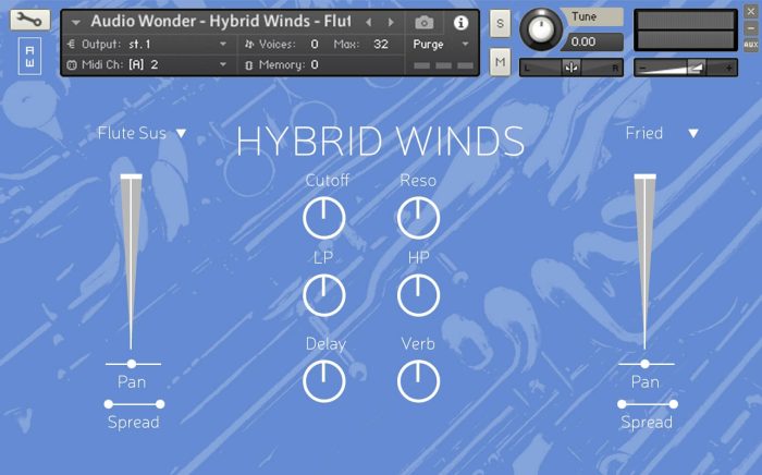 Audio Wonder Hybrid Winds GUI