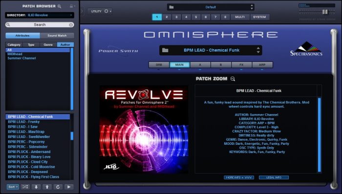ILIO Revolve for Omnisphere 2 screen