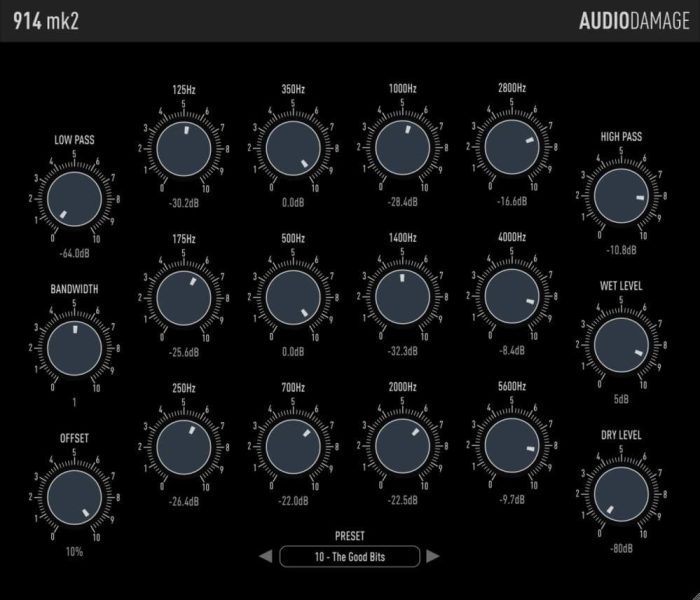 Audio Damage 914 Mk2 Fixed Filter Bank UI