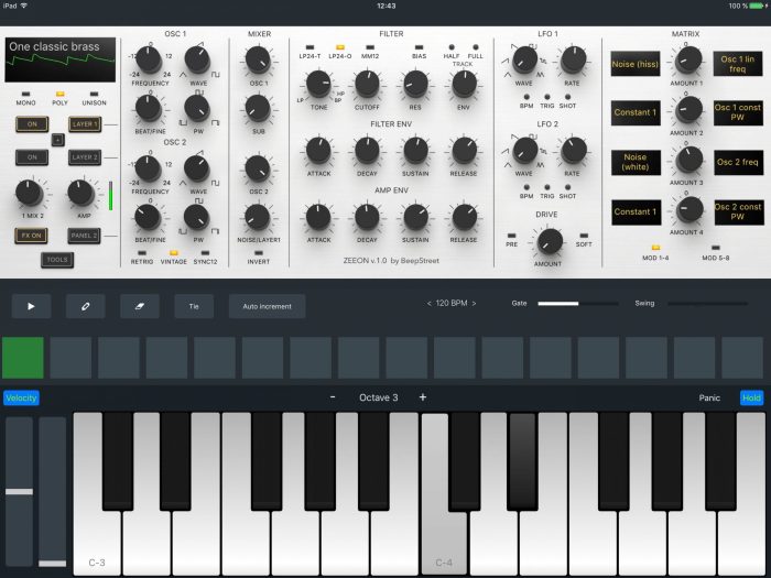 BeepStreet Zeeon synth for iPad