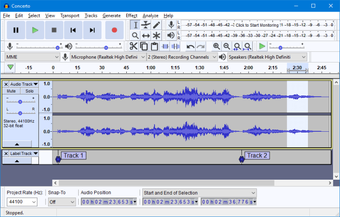 Audacity 2.2.0 light