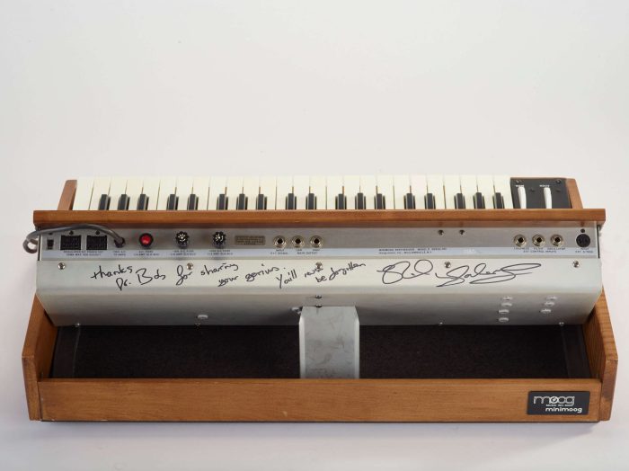 Bob Moog Foundation Vintage Minimoog signed by Rick Wakeman back