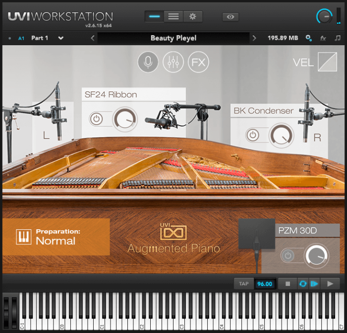 UVI Augmented Piano screen