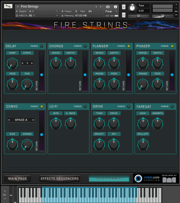Fire Strings GUI FX Rack