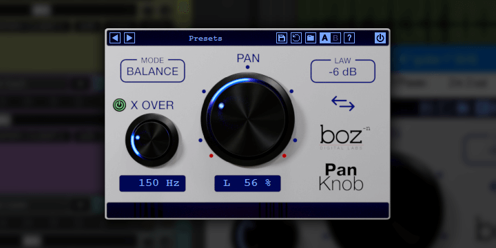 Pan Knob smart panning plugin by Boz Digital Labs on sale for $19 USD
