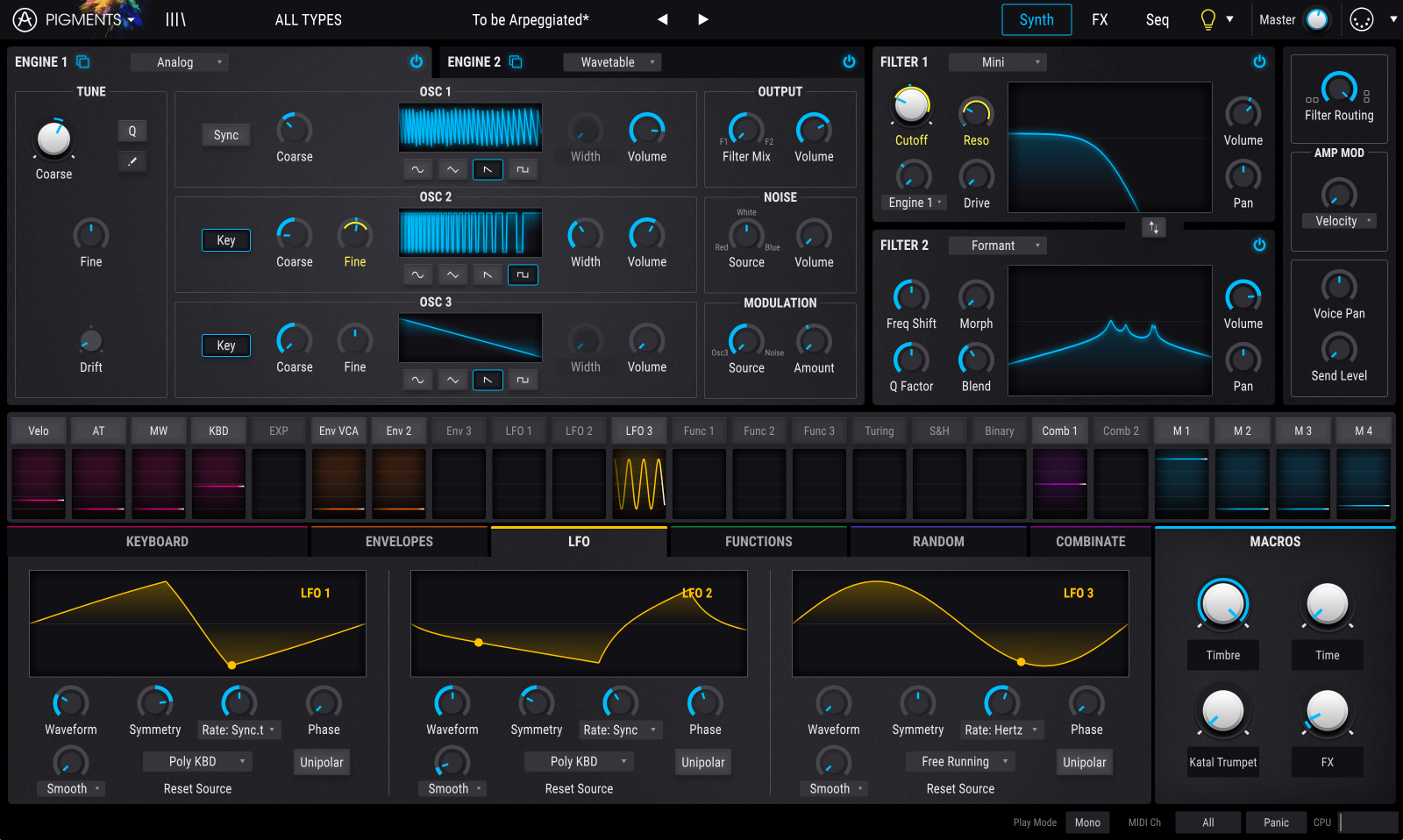 Pigments is Arturia's new wavetable and virtual analog software synthesizer