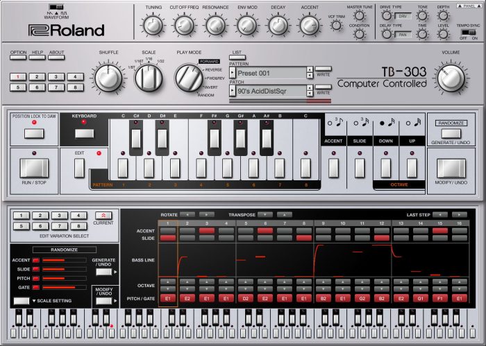 Roland Cloud TB 303 edit panel