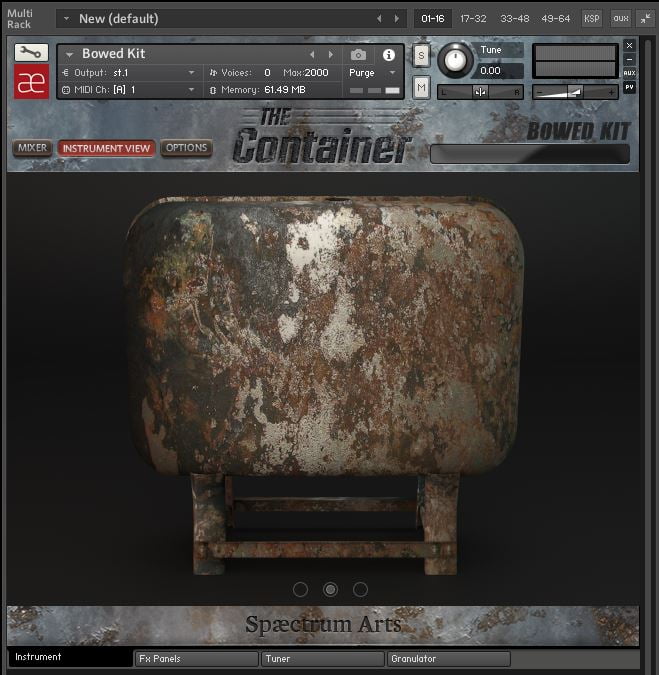 Spaectrum Arts The Container Instrument View
