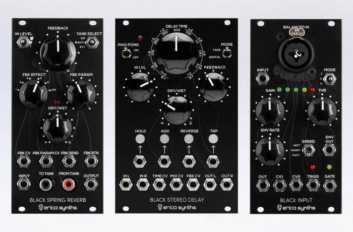 Erica Synths Black Spring Reverb, Stereo Delay & Black Input