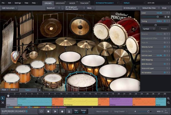 Toontrack Orchestral Percussion SDX GUI 01