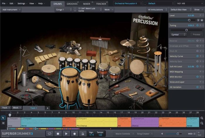 Toontrack Orchestral Percussion SDX GUI 02