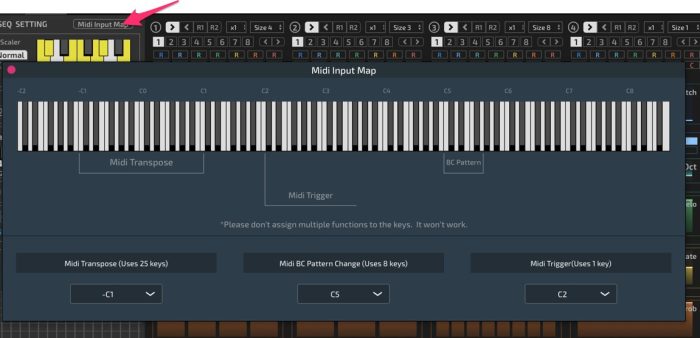 HY Plugins MIDI input map