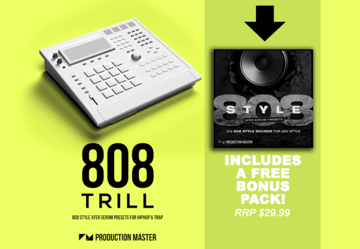 Production Master 808 Trill 808 Serum Presets Plus Bonus Banner ADSR