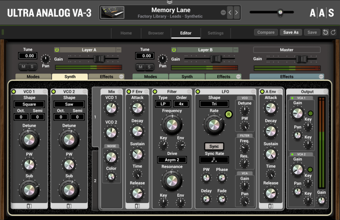 AAS Ultra Analog VA 3 editor