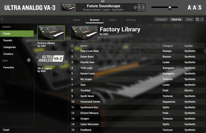 AAS Ultra Analog VA 3 library