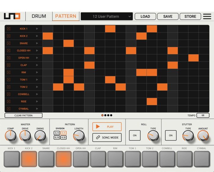 IK Multimedia UNO Drum Editor Pattern