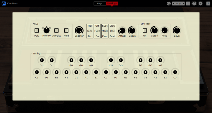 Martinic Kee Bass Settings Panel