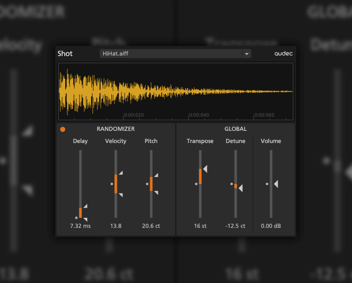 Audec releases Shot sampler plugin with humanizer (VST/AU)