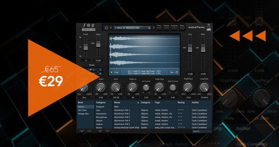 Save 50% on Fog Convolver 2 convolution reverb/processor plugin by AudioThing