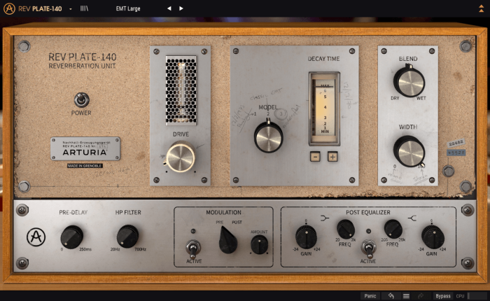 Arturia Rev PLATE 140 GUI
