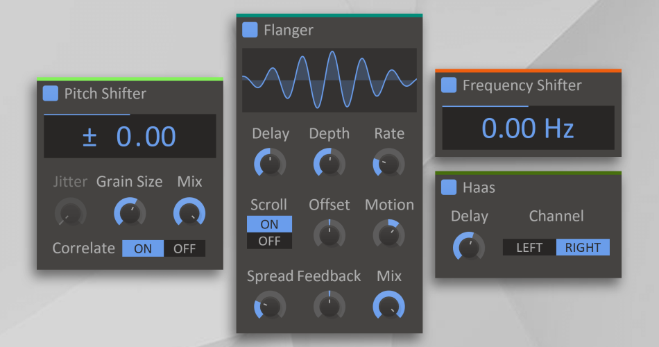 Kilohearts Flanger, FS, Haas and PS