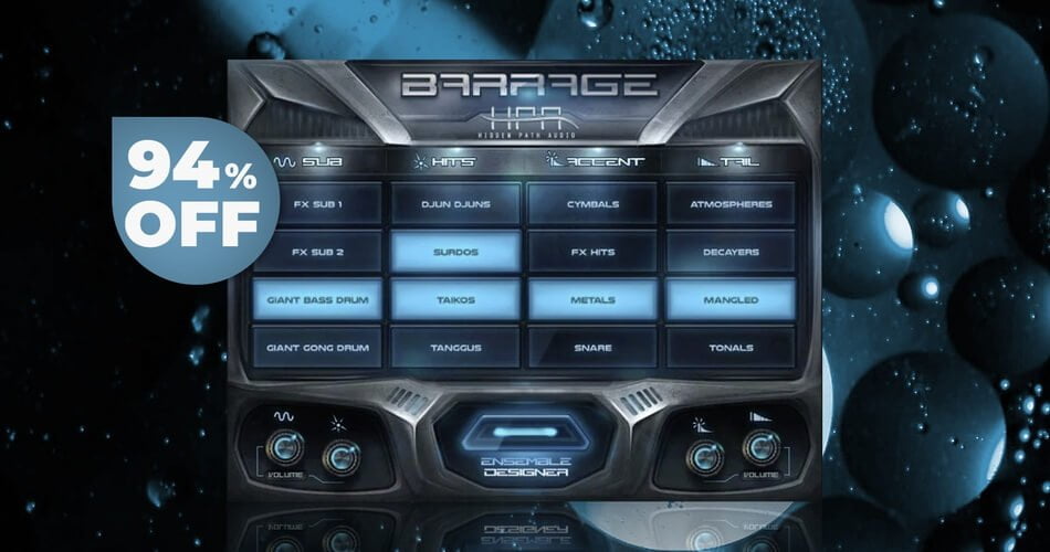 Barrage cinematic percussion designer by Hidden Path Audio on sale for $9 USD!