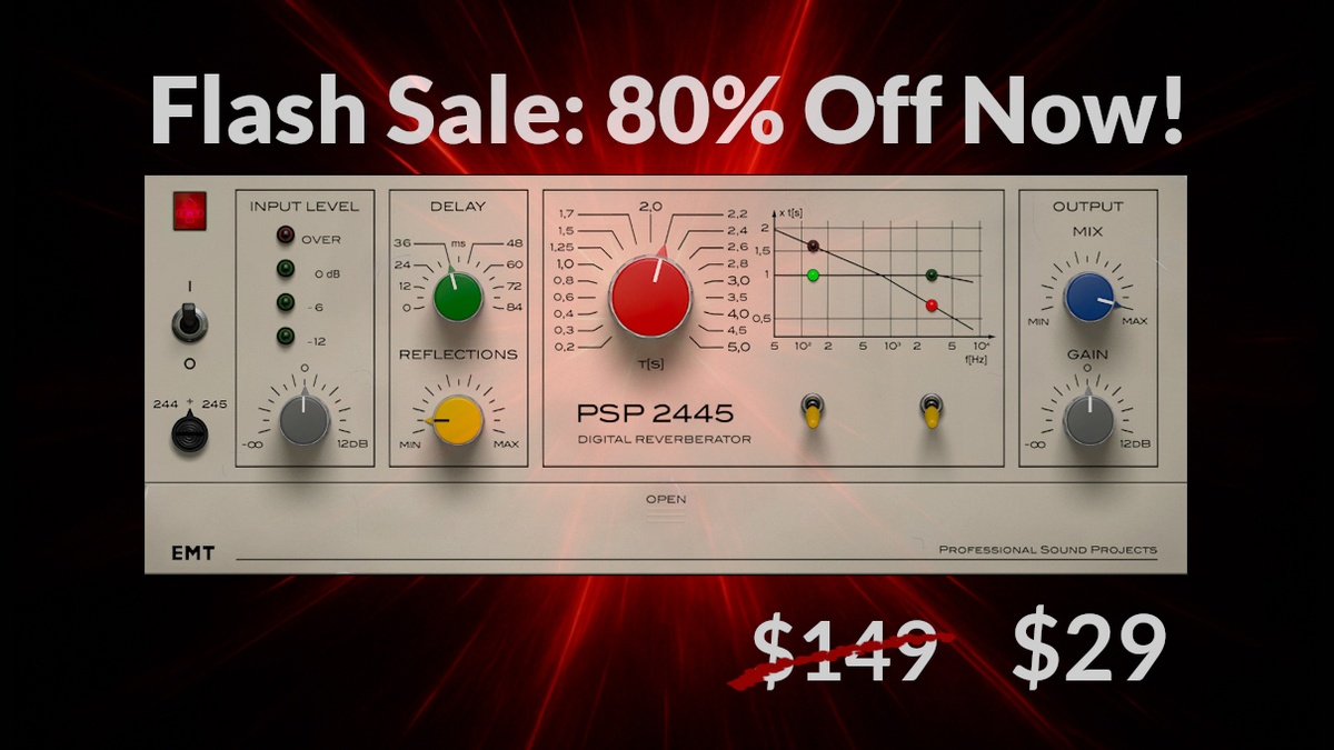 Save 80% on PSP 2445 EMT reverb plugin, on sale for $29 USD!