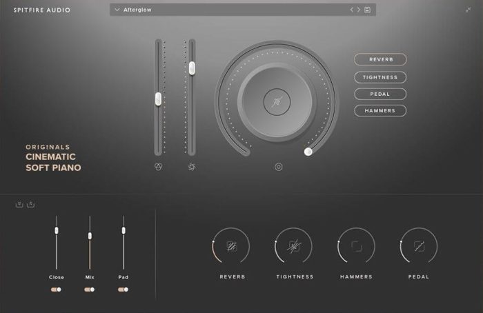 Spitfire Cinematic Soft Piano GUI