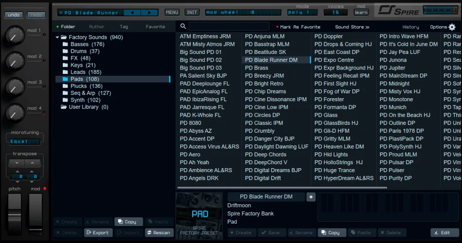 Spire Synthesizer gets a new preset manager in v1.5.0 update