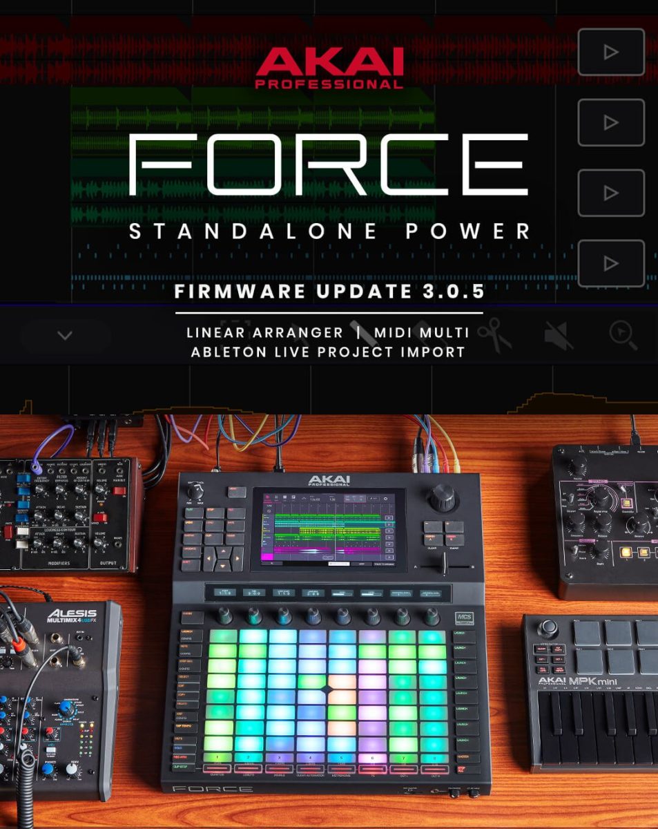 Akai's Force gets Arranger, MIDI Multi and Ableton session import in v3